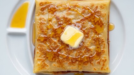 Msemen Moroccan Pastry with Honey and Butter