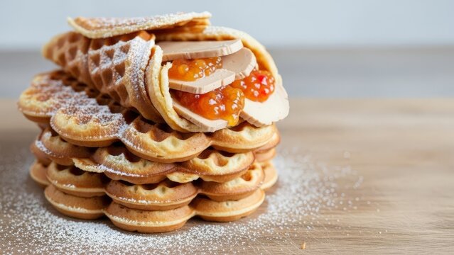 Norwegian Vaffel Cone Stack with Fruit Filling and Powdered Sugar