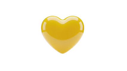 Shiny Yellow Heart Against White Background