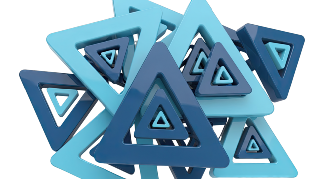 Abstract Geometric Triangle Design in Blue Tones - Powered by Adobe