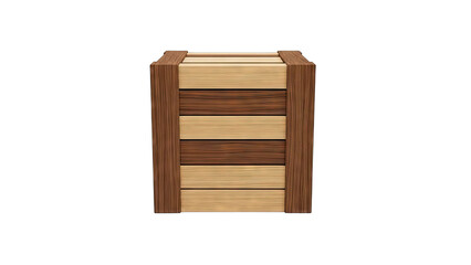 Tall wooden crate with contrasting wood planks