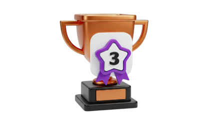 Bronze trophy with a '3' star emblem