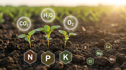 Smart Agriculture Concept Showing Essential Soil Nutrients and Plant Growth Elements Infographic
