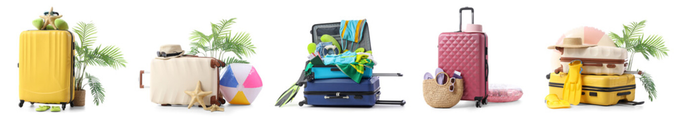 Set of traveler accessories on white background © Pixel-Shot