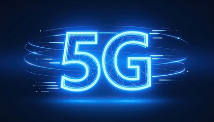 Futuristic Glowing 5G Network Technology Design