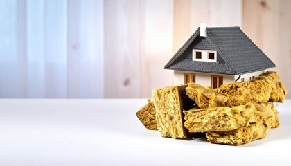 House model insulated with mineral wool