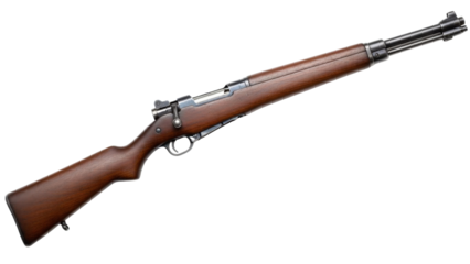 Lee enfield rifle with wooden stock isolated on transparent background
