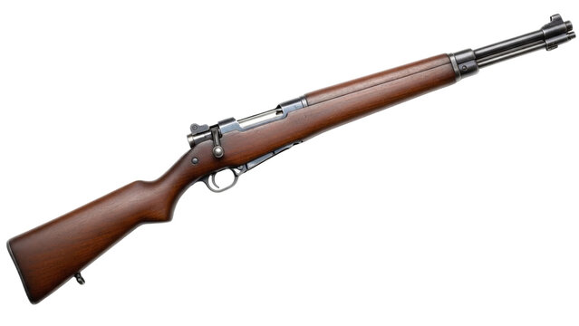 Lee enfield rifle with wooden stock isolated on transparent background