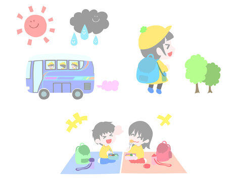 遠足に行く子どもたち