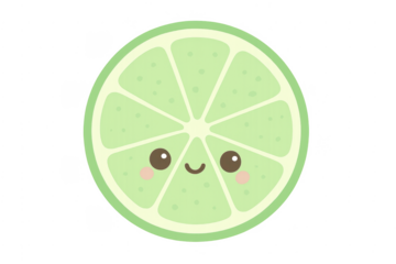 Cute smiling lime fruit cartoon illustration with transparent background