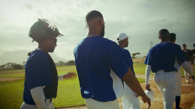 Baseball teams demonstrate good sportsmanship by shaking hands after a game, reflecting mutual respect and camaraderie on the field.