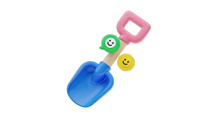 3D Rendering of a Colorful Toy Shovel with Smileys