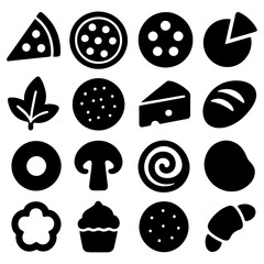 Culinary Silhouette: A curated collection of iconic food items, transformed into sleek silhouettes. An elegant showcase of taste. 