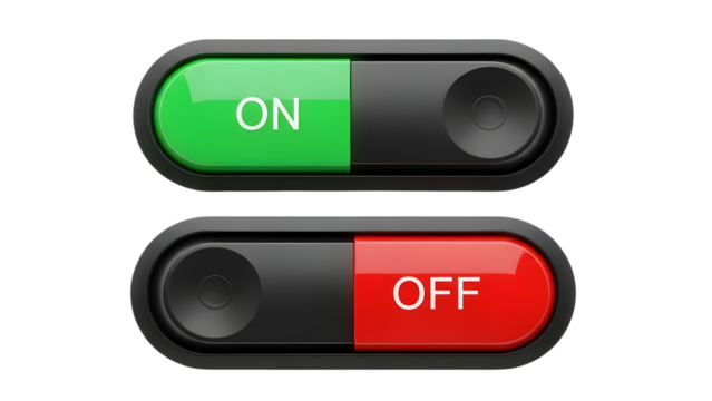 On Off Toggle Switch Buttons Vector Set - Powered by Adobe