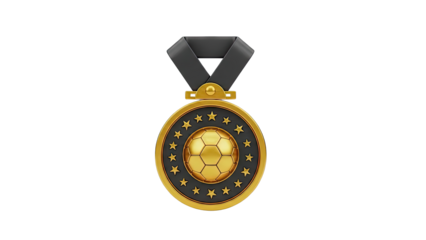 Golden Soccer Medal with Stars and Ribbon