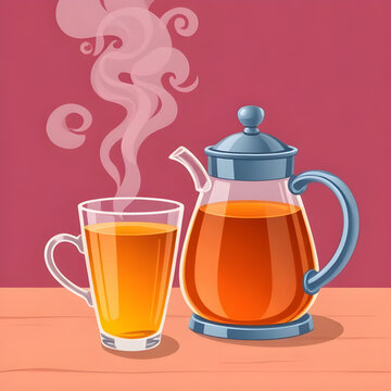 teapot, cup, tea, beverage, drink, hot, warm, steam, ceramic, porcelain, kitchen, tableware, serving, teatime, relax, calm, cozy, comfort, aroma, herbal, green, blacktea, infusion, leaves, natural, or