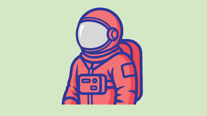 Cartoon Astronaut in Orange Suit Ready for Space Exploration.