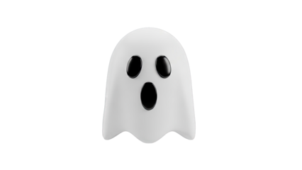 Surprised White Ghost with Black Eyes and Mouth