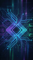 Neon technology background abstract digital design with modern glowing circuit line concept pattern creating futuristic energy flow dynamic symmetry artwork Abstract technology background concept