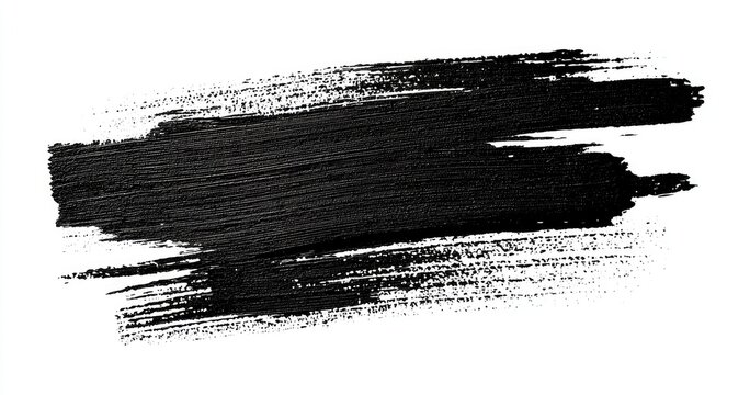 Bold black brushstroke on white background, showing texture - Powered by Adobe