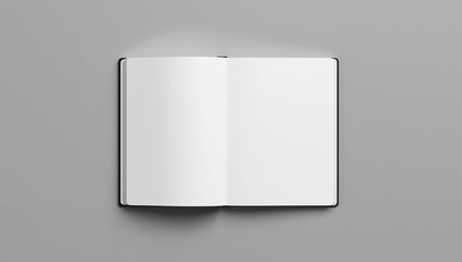 Mockup of open blank brochure on grey background, top view