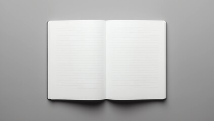 Mockup of open blank brochure on grey background, top view