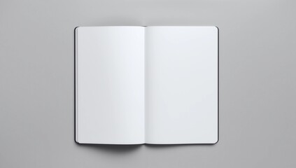 Mockup of open blank brochure on grey background, top view
