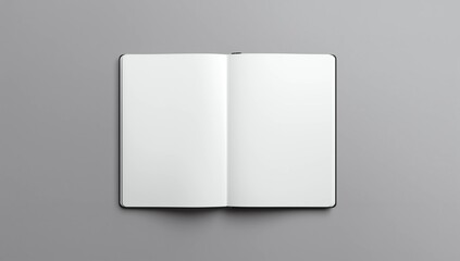 Mockup of open blank brochure on grey background, top view
