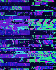 Background digital abstract technology design glitch modern concept with neon color pixel art pattern and dynamic noise texture vibration effect Abstract technology background concept
