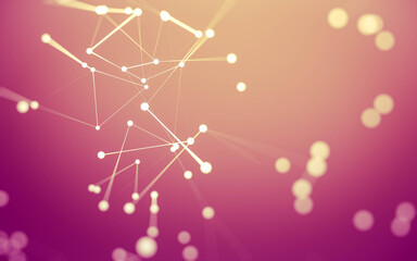 Abstract background. Molecules technology with polygonal shapes, connecting dots and lines. Connection structure. Big data visualization.