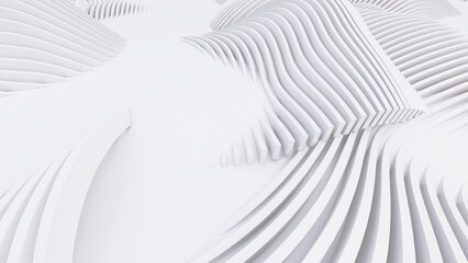 Abstract Curved Shapes. White Circular Background.