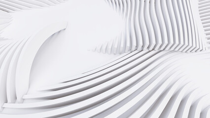 Abstract Curved Shapes. White Circular Background.