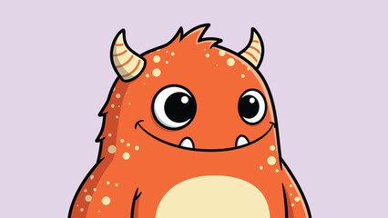 Adorable Orange Monster Cartoon Character with Horns and Spots.