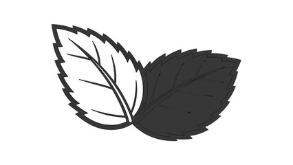 Vector illustration of two modern stylized leaves, a black leaf and a white leaf, on transparent background symbol design