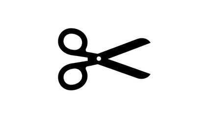 Vector illustration of, on transparent background, a black silhouette of open cutting scissors