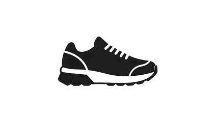 Vector illustration of a black running shoe icon for fitness and sport activities, on transparent background