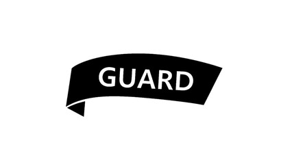 Vector illustration of a black ribbon banner featuring 'GUARD' text, on transparent background