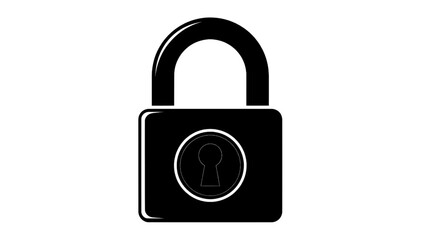 Vector illustration of, on transparent background, a black padlock icon, representing security, protection, and privacy