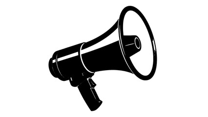 Vector illustration of a classic black megaphone for announcements, on transparent background