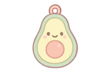Cute kawaii avocado fruit character smiling illustration