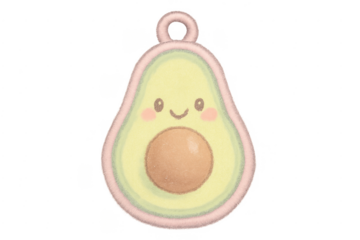 Kawaii avocado character smiling with transparent background