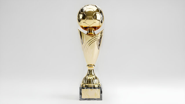 Protected soccer trophy symbolizing fragile glory, responsibility and high stakes of the World Cup