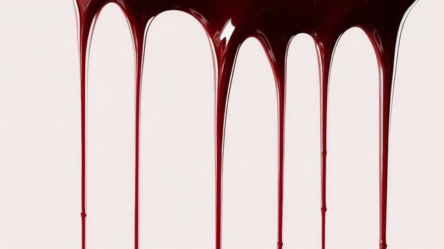 Red blood dripping down liquid isolated white background horror design