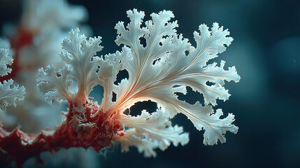 delicate, fern-like coral with intricate branching structure underwater