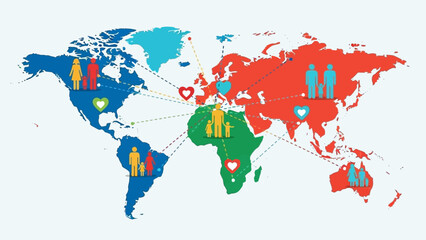 Obraz premium Global People Connection World Map Illustration.