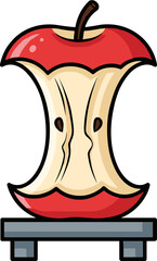 Red apple core isolated on a transparent background showing unique details, color, and natural shape, conceptualizing health and sustainability in ecology.