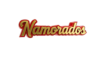 3D Render of "Namorados" Text in Red and Gold