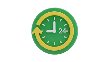 24 Hour Service Clock Icon with Arrow