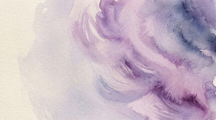 Abstract watercolor painting with soft purple and blue washes on textured paper, creating a fluid and artistic background.