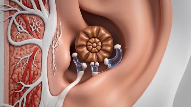 Cochlear Implant Illustration - A Medical Device for Hearing Loss.
